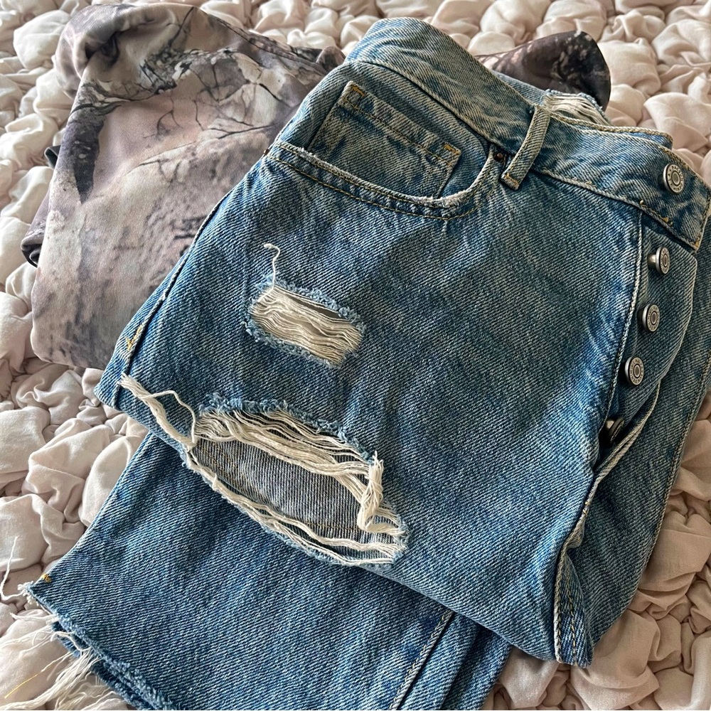 PacSun high-rise straight leg jeans, cut off - 26